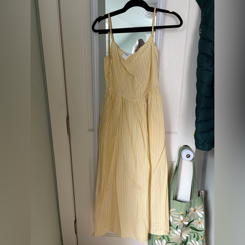 GAP Yellow and White Striped Maxi Dress